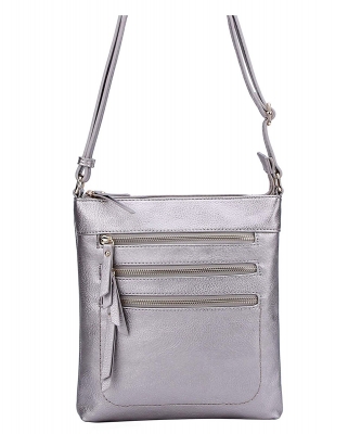 Crossbody Purse Bag Triple Zipper WU093 LPEWTER